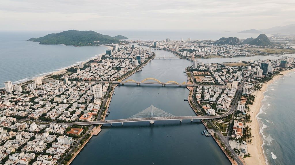 Aerial view of Đà Nẵng, Central Vietnam